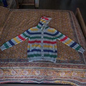 Benetton Striped Cotton Wool Hooded Cardigan Large